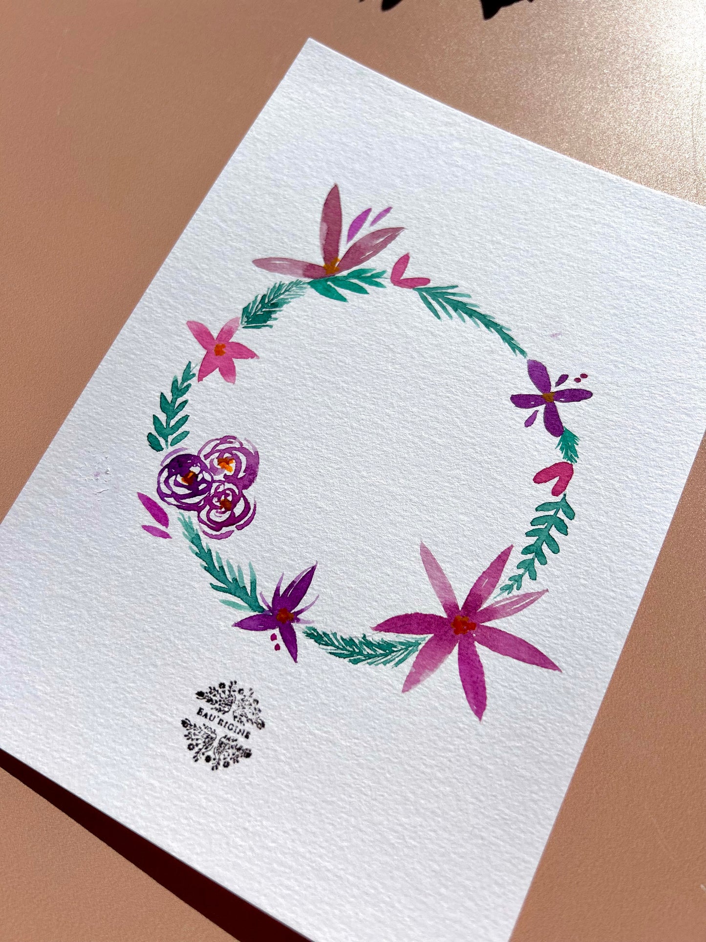 Aquarelle A5 - Couronne florale