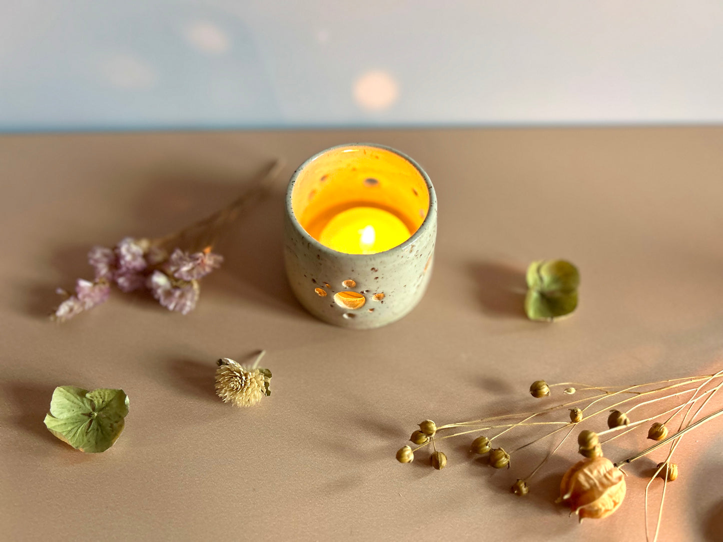 Photophore en céramique blanc