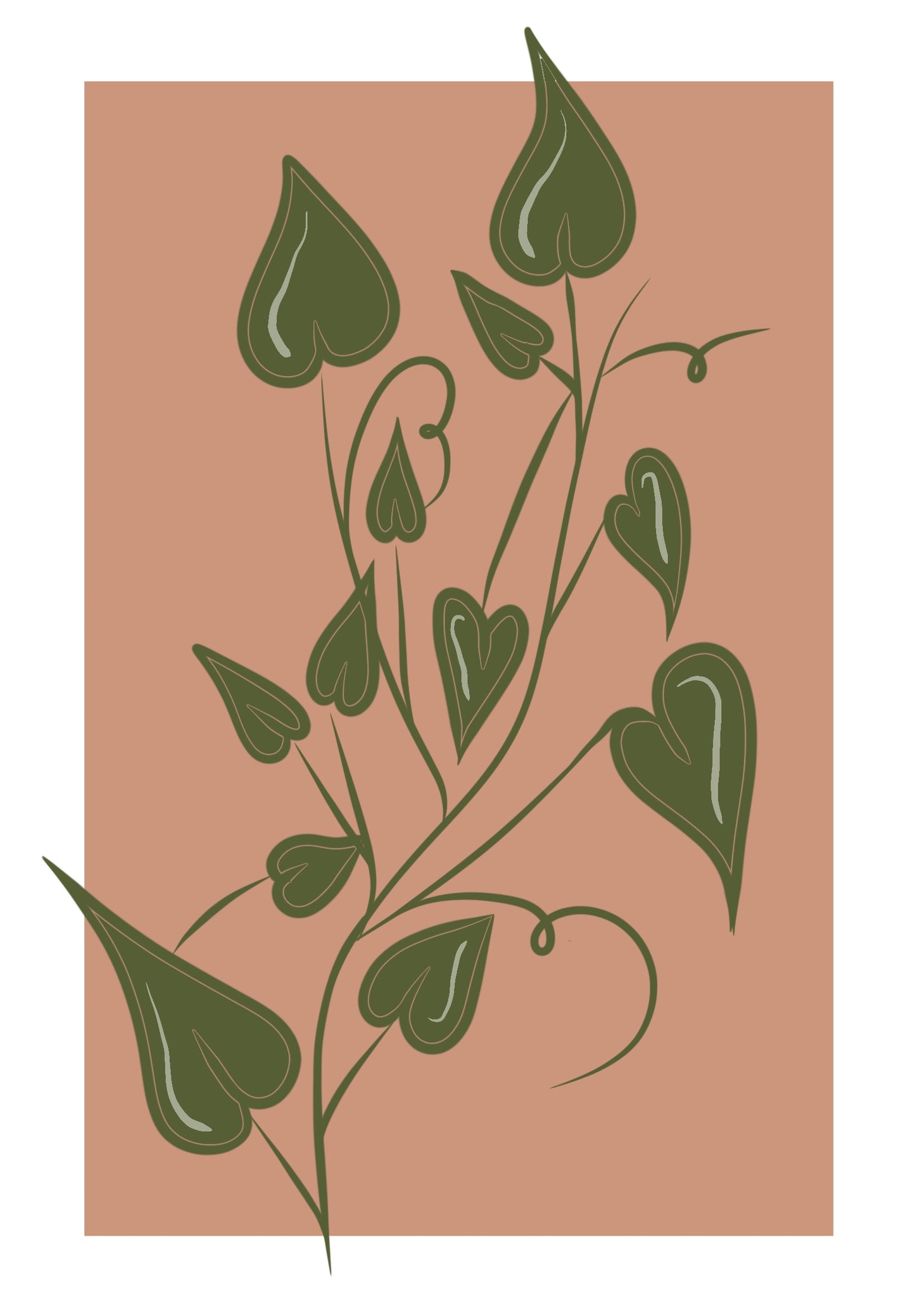 Lierre sur fond rose