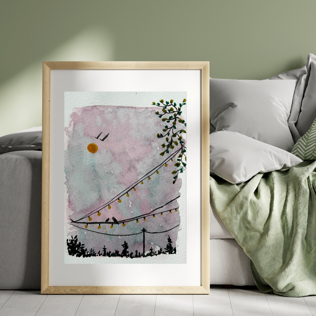 Aquarelle - Une soirée en ville