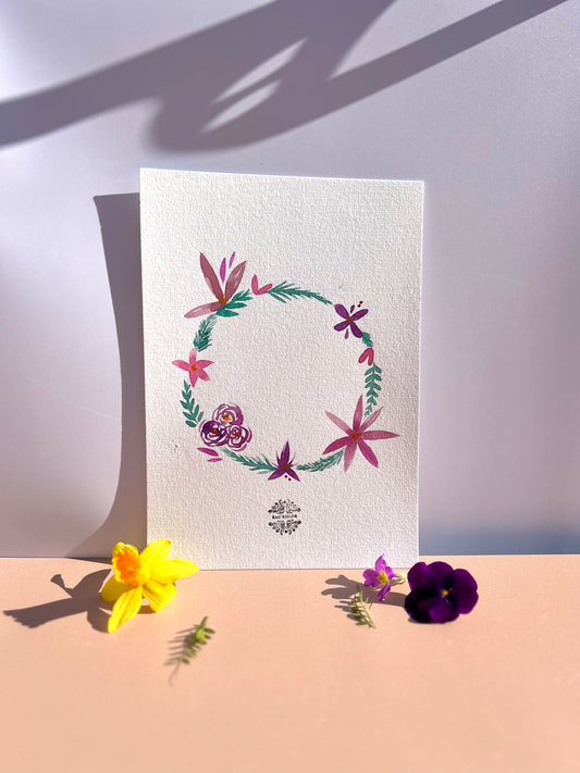 Aquarelle A5 - Couronne florale