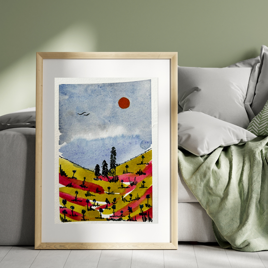 Aquarelle - Après-midi à la campagne