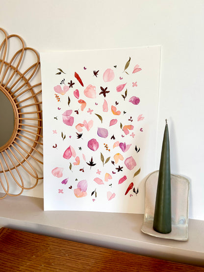 Aquarelle a3 herbier rose 1