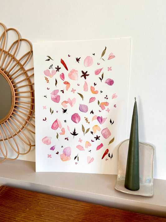 Aquarelle a3 herbier rose 1