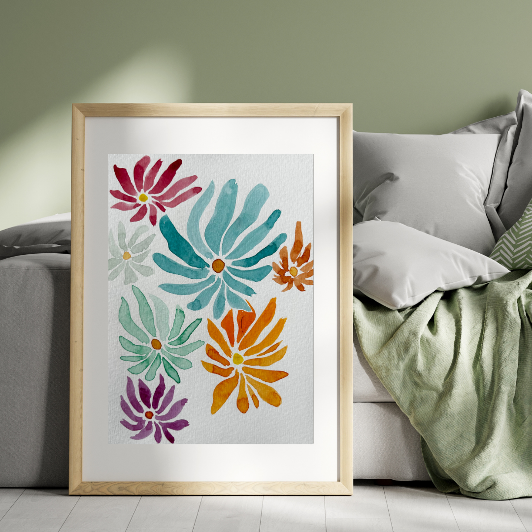 Aquarelle - Fleurs pop