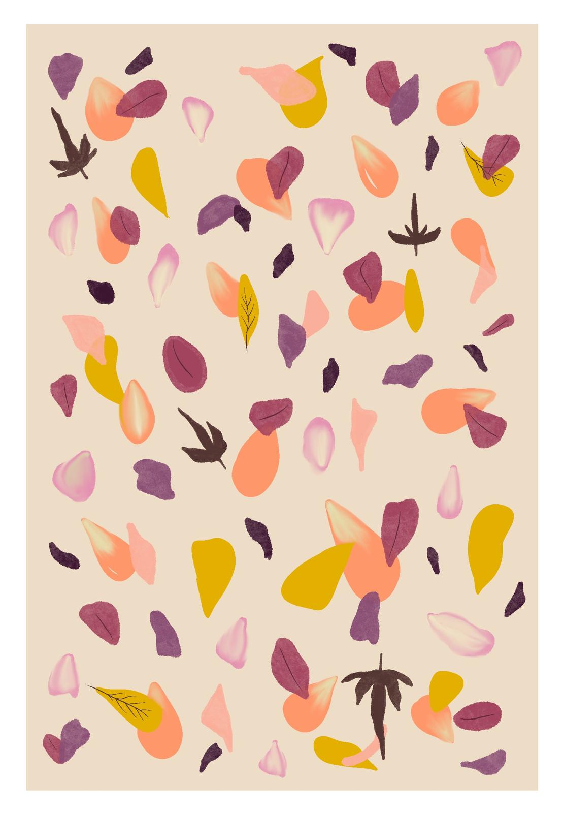 Illustration numerique automne rose