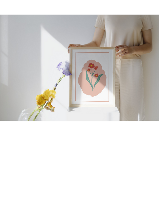 Illustration pop art fleur encadree