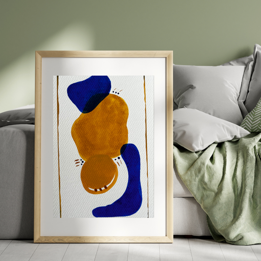 Aquarelle - Abstrait orange et bleu