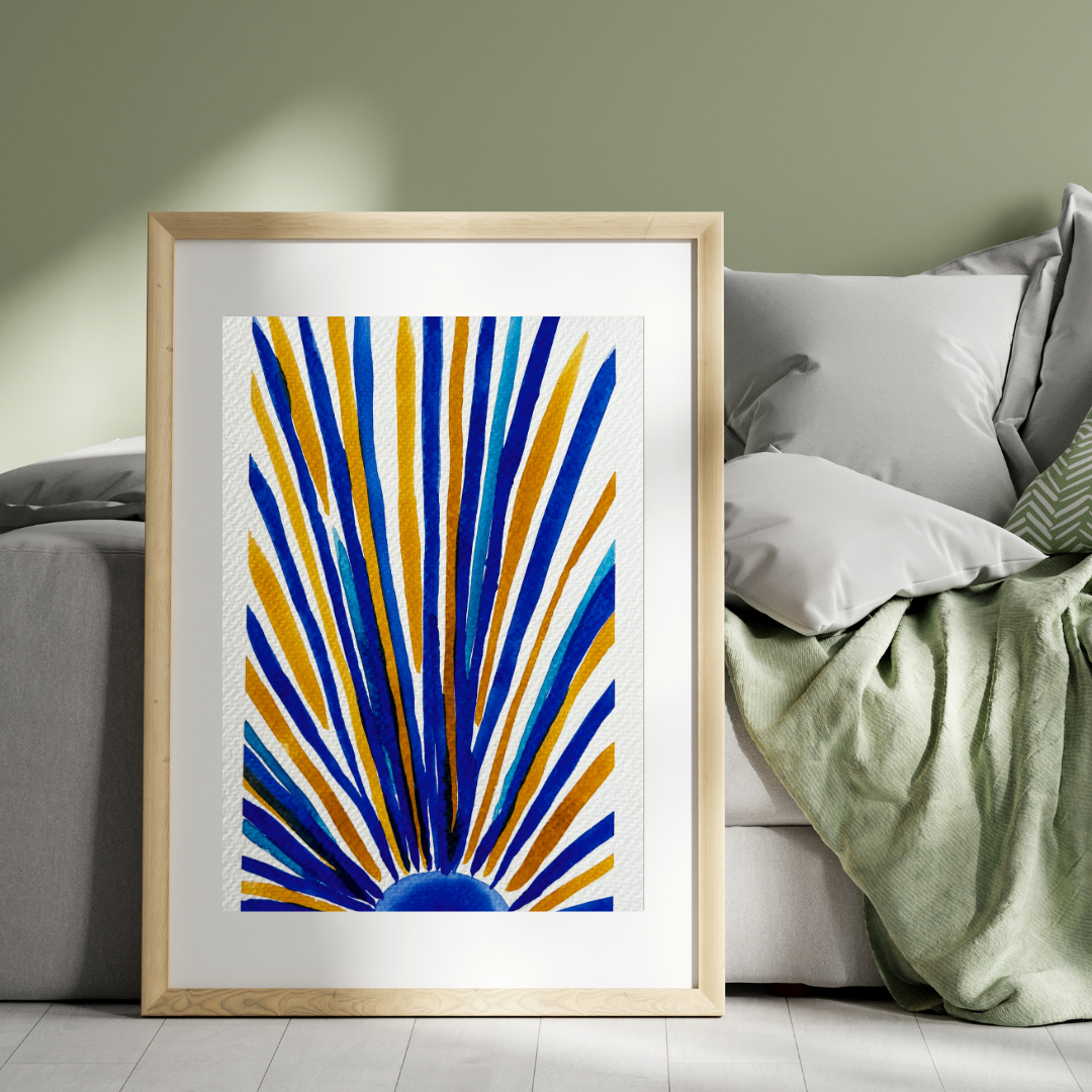 Aquarelle - Abstrait orange et bleu