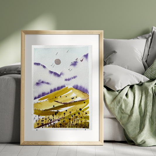 Aquarelle - Prairie de montagne
