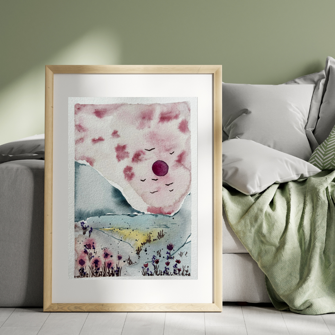 Aquarelle - Printemps à la montagne