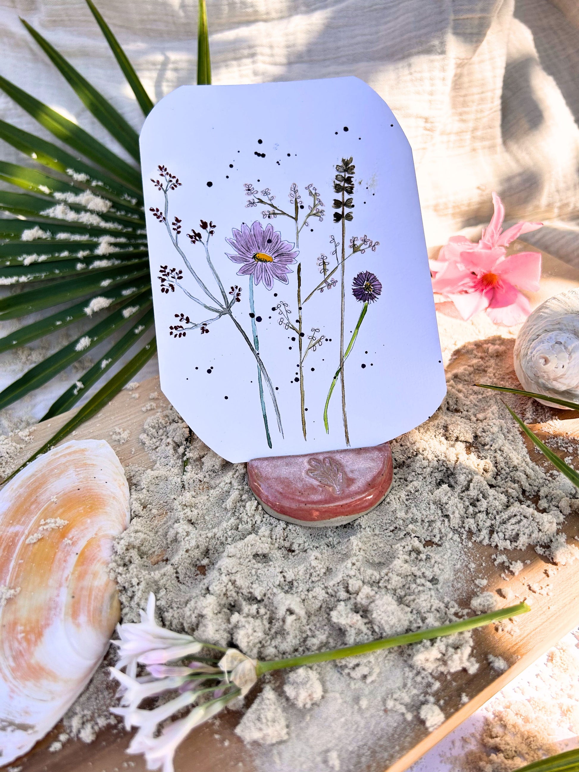 porte photos en ceramique rose fonce